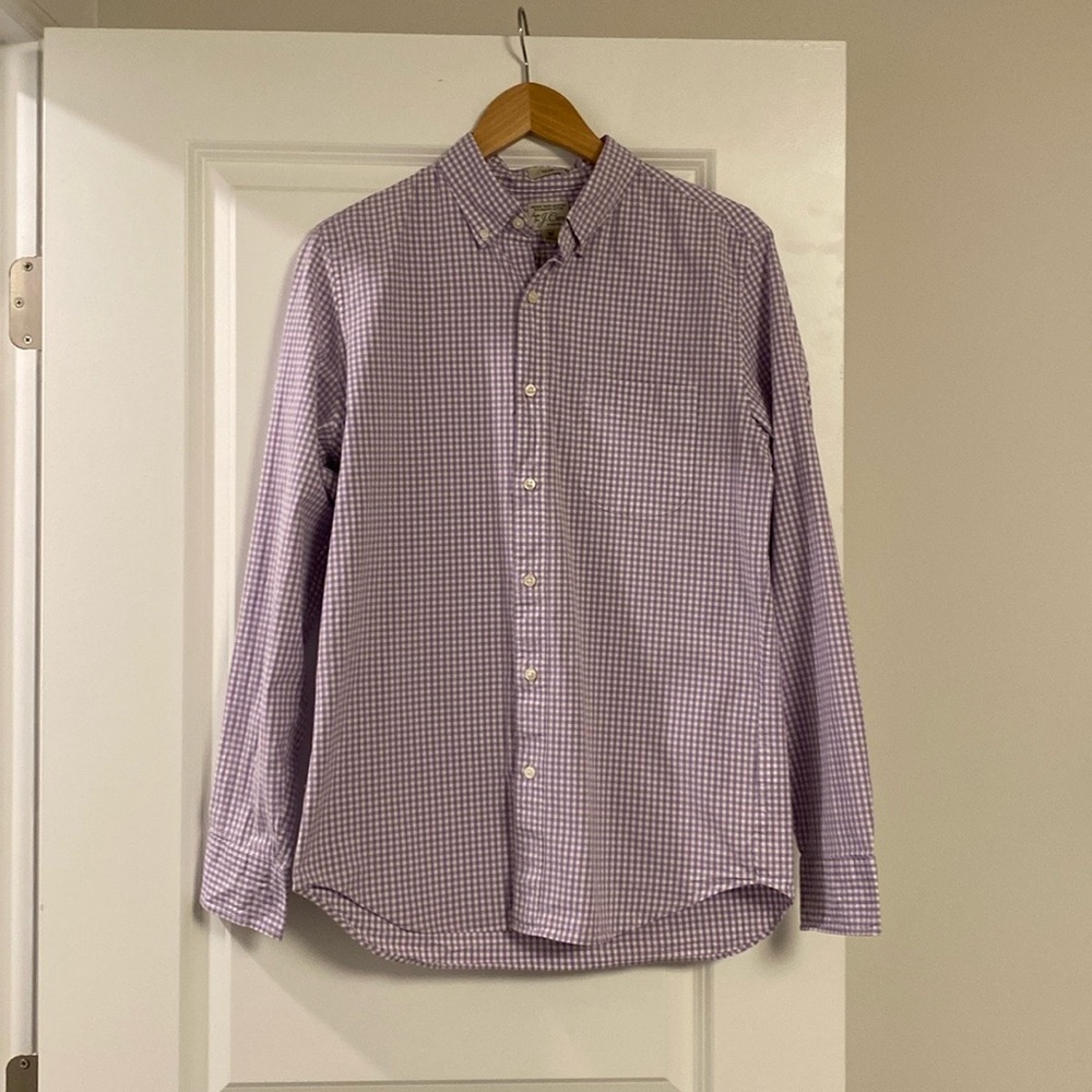 J. Crew Men’s Slim Fit Secret Wash Button-Down Shirt in Purple Check